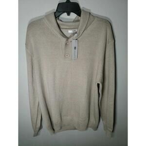 NWT COOFANDY Red Fashion Shawl Collar Pullover Casual L/S Knitted Sweater Sz. XL